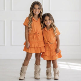 Mousseline Ruffle Summer Set - oranje
