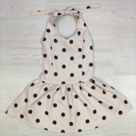 Retro Polka Dot Dress - beige