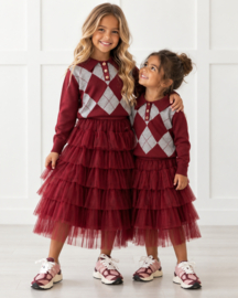 Your Preppy Tulle Skirt Set - bordeaux