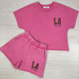 Your LA Washed Short Set - fuchsia