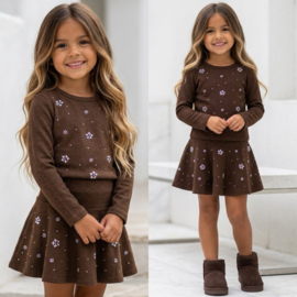 Diamond Bloom Skirt Set - bruin 