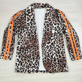 Bold Leopard Stripe Blazer - oranje
