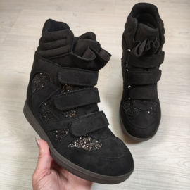 Glitter High Sneakers - zwart