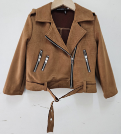 Suede biker jacket - camel