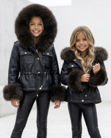 Bella fur Jacket -  zwart/bruin