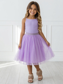 Glitter long tule skirt - paars