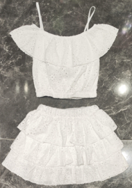 Broderie ruffle set - wit (verzenddatum 24 apr)
