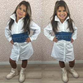 White blouse & denim belt