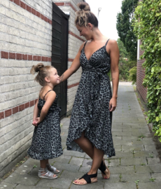 Spaghetti leopard dress green - Mommy & me