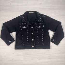 Studded denim jacket - zwart