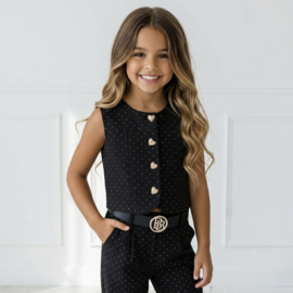 Heart Sparkle Wide Leg Set - zwart