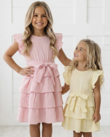 Ruffle Layer Mousseline Dress - roze