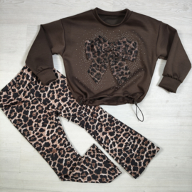 Bling Leopard Bow Set - bruin