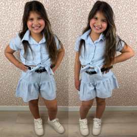 Glitter striped skort set - blauw