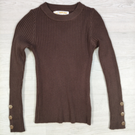 Golden Button Rib Top - bruin (verzenddatum 25 sep)