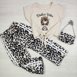 Trendy Girl Leopard Set - beige