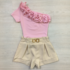 About the ruffles set - pink/beige