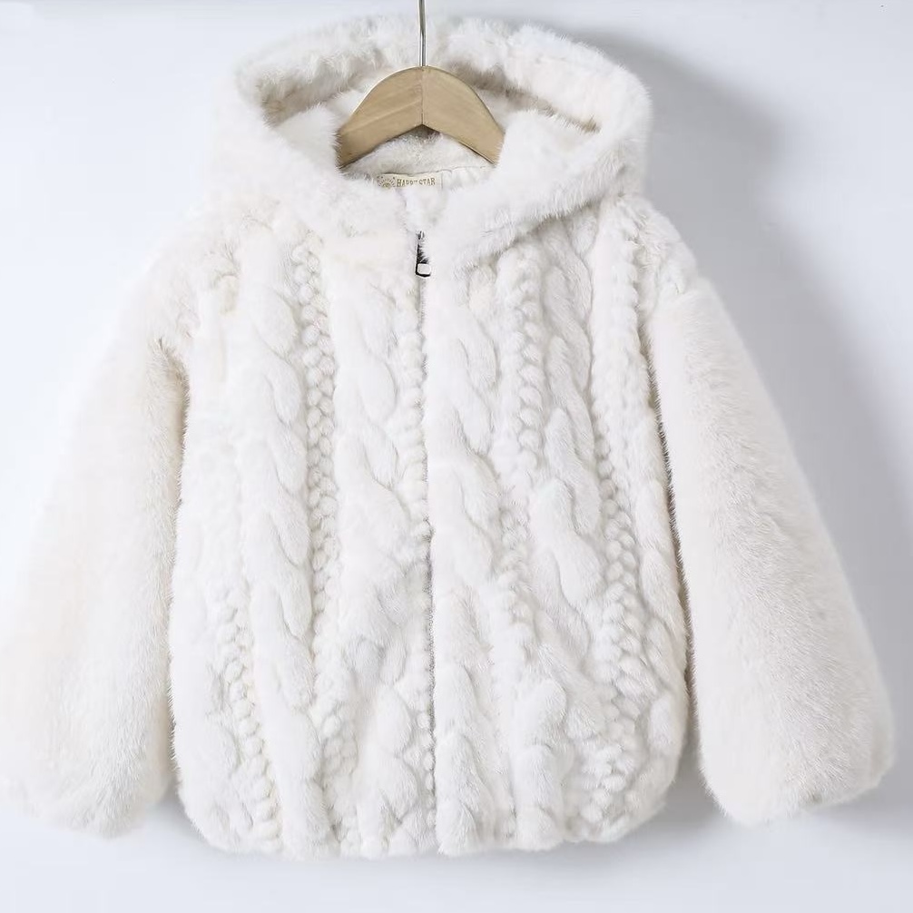 Hooded & cable jacket - wit