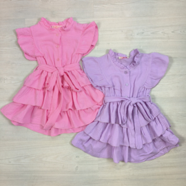 Layered mousseline dress - lichtroze of lila