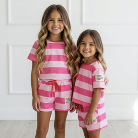 Sweet Stripe Summer Set - fuchsia/roze