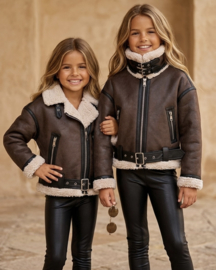 Aviator teddy jacket - bruin