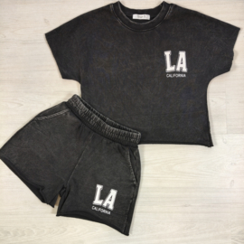 Your LA Washed Short Set - zwart