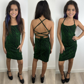 Striped shine dress - groen