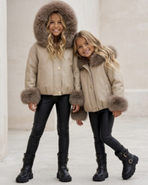 Manhattan leather & fur Jacket - beige