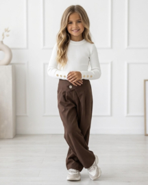 Golden Button Rib Top - wit
