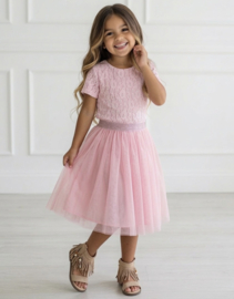 Glitter long tule skirt - roze