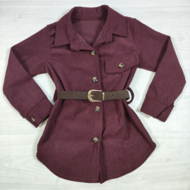 Autumn Belt Cord Dress - bordeaux