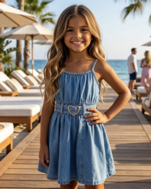 Happy denim & heart dress