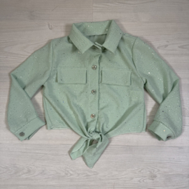 Sparkling tie blouse top - mintgroen