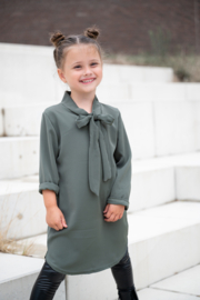 Army green bow dress