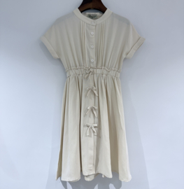 Sweet Bow Button Dress - beige