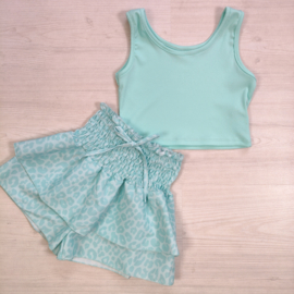 Leopard Dreams Skort Set - mint