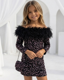 Midnight Glam Fur Dress - zwart rosé
