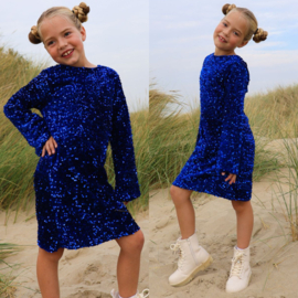 Blue paillet & bow dress