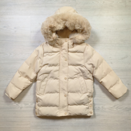 Furry hooded jacket - beige