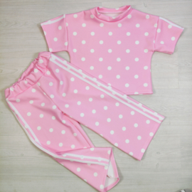 Striped & Dotted Lounge Set - roze