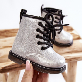 Silver glitter boots