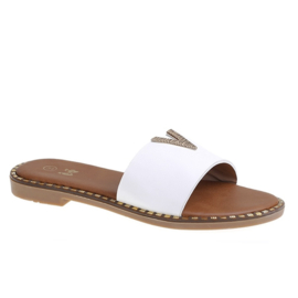 Golden V slippers - White