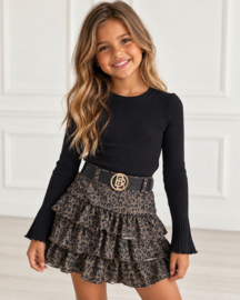 Wild Leopard Ruffle Skort - khaki