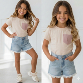 Sparkle Pocket Tee - beige