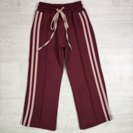 Retro Stripe Wide Leg Pants - bordeaux