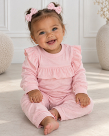 Velvet ruffled set - lichtroze