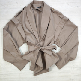 Elegant Belted Trench Blazer - beige