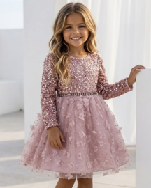 Enchanted Flower Sequin Dress - roze