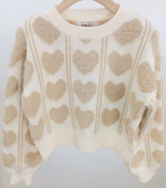 Your fluffy hearts sweater - beige