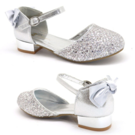 Glitter & bow party shoes - silver